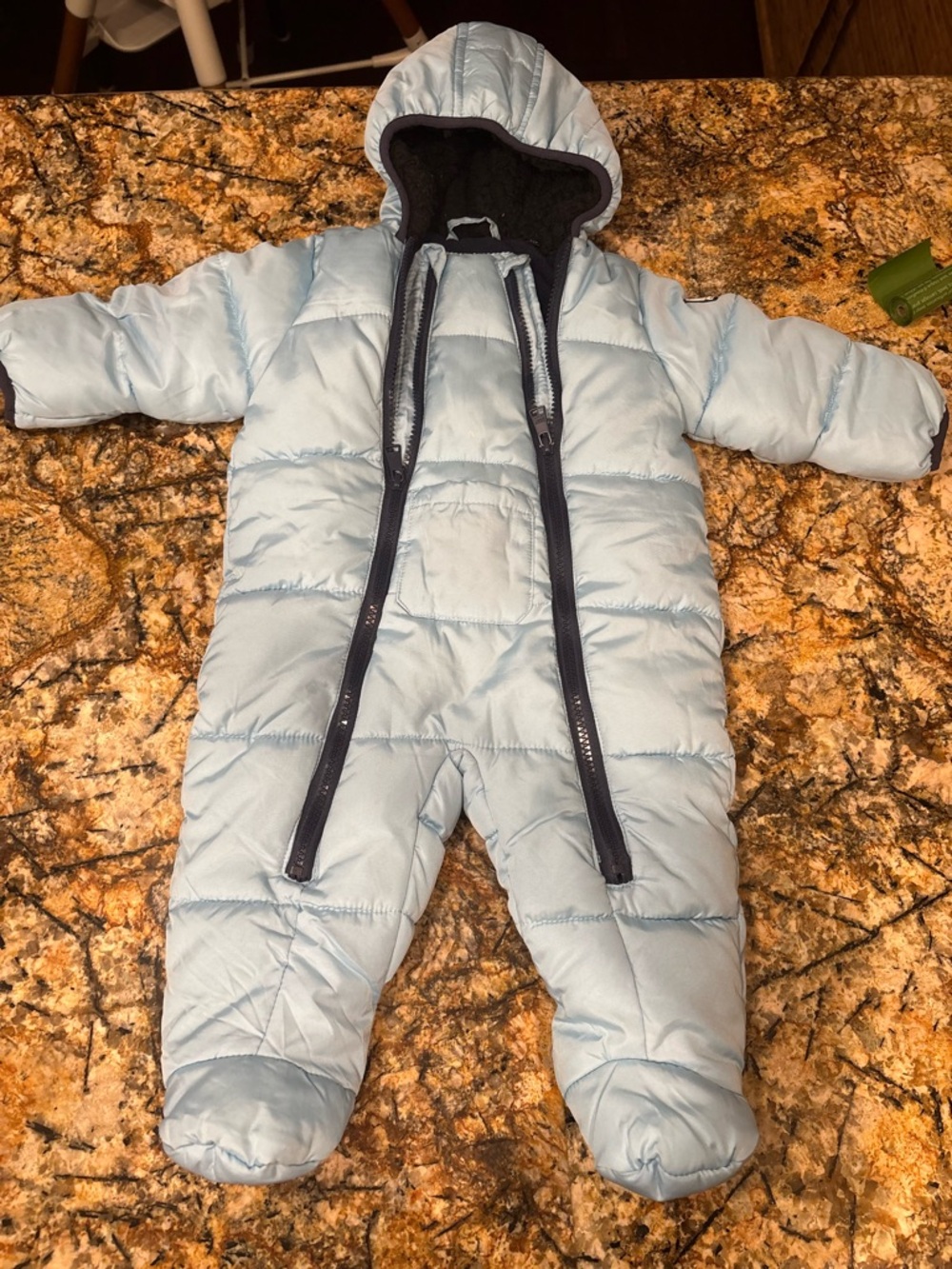 DKNY Navy and Light Blue Infant Jacket with Logo Patch